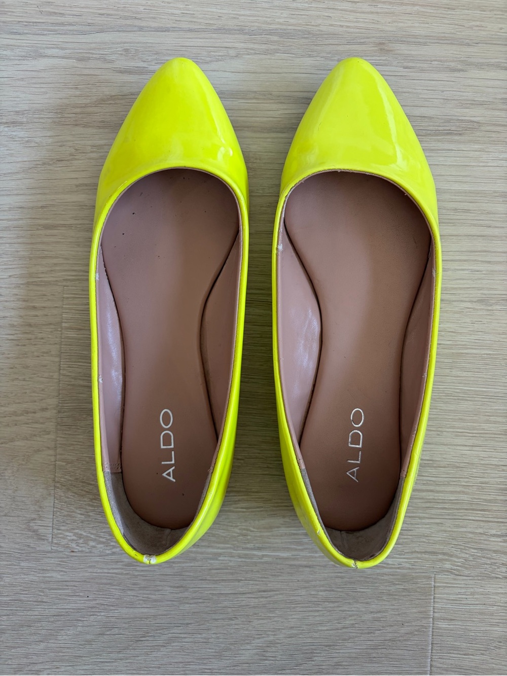 ALDO Neon Yellow Pointed-Toe Patent Flats